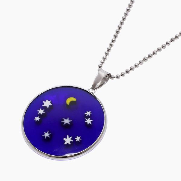 ベネチアンガラス ペンダント ミレフィオリ 26mm ムーン スター イタリア製 ベネチアングラス【...