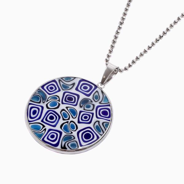 ベネチアンガラス ペンダント ミレフィオリ 26mm ブロック イタリア製 ベネチアングラス【クリッ...