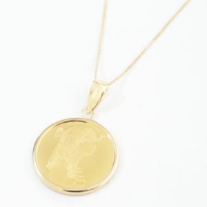 純金 K24 18金枠 クレオパトラ コイン 10金 ベネチアンチェーン 1/25オンス メダル コイン 金貨 ペンダント｜walk2