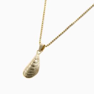 SPAIN CORDOBA スペイン製 18金 K18 ムール貝 MUSSEL 海洋生物 ペンダント カットボールチェーン付 魚 釣り 大漁 魚類
