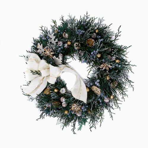 クリスマス サンタ リース フラワー ドライフラワー 自然素材 木の実 かすみ草 ブルースター マウ...