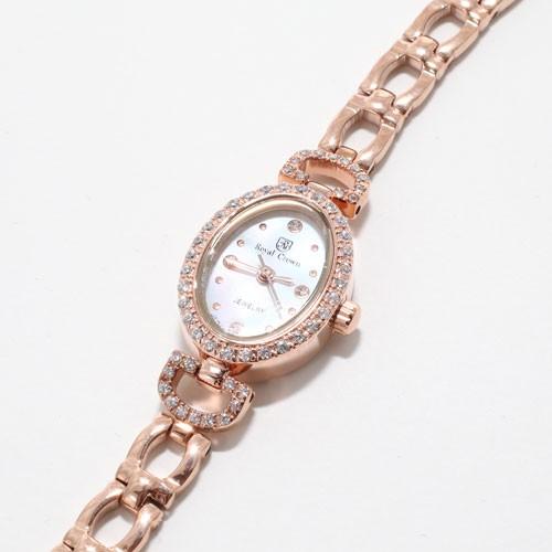 腕時計 ウォッチ キュービックジルコニア CZ 白蝶貝 シェル ピンクゴールド オーバル ジュエリー...