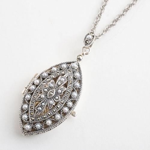 日本製 男女兼用 シルバー925 SV925 マルカジット マーカサイトシードパール ティアドロップ...