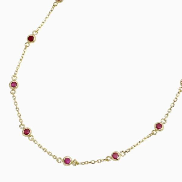 10金 K10 K10YG イエローゴールド ネックレス 刻印入 ルビー16石 天然石 パワーストー...