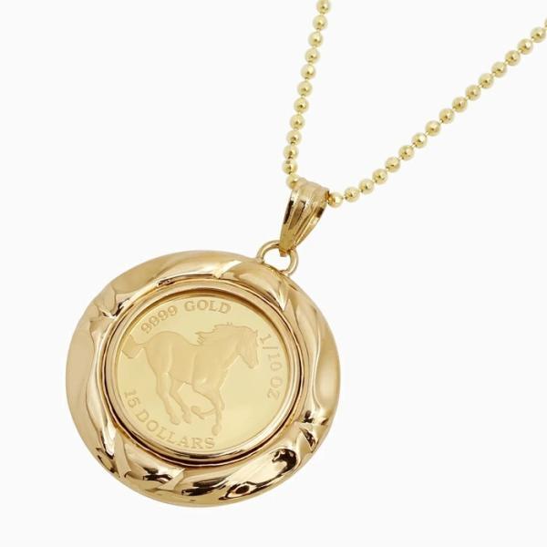 純金 コイン フセコミ枠 ホースコイン K24ペンダント 馬  金貨 地金 シルバーカットボールチェ...