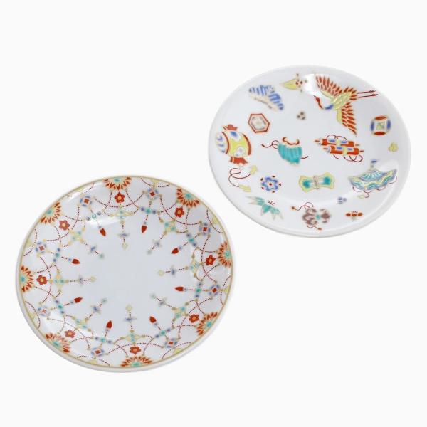 日本製 九谷焼 久谷五彩 陶器 陶磁器  お皿 縁起小皿 食器 和食器 ペアセット 2枚セット 12...