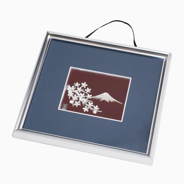 日本製 貴金属画 東京銀器 大淵銀器 銀工芸 銀製 SILVER シルバー 大淵光則作 富士桜 アー...