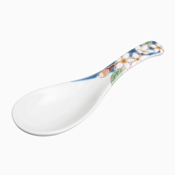 日本製 九谷焼 久谷五彩 北陸伝統工芸 可愛いれんげ スプーン 四季の花 桜 さくら 14cm コレ...