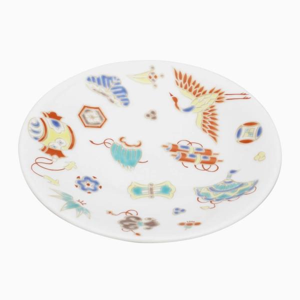 クリックポスト便対応 日本製 九谷焼/久谷五彩 陶器/陶磁器/ お皿//縁起小皿 和食器 12cm ...