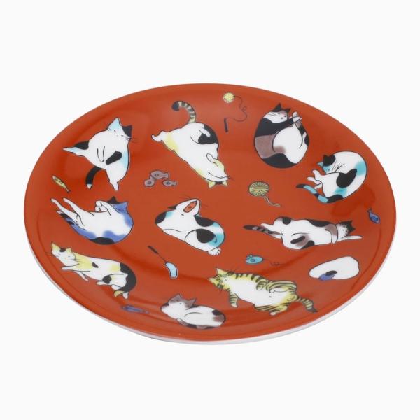 クリックポスト便対応 日本製 九谷焼/久谷五彩 陶磁器/ お皿//縁起小皿 和食器 12cm ネコ ...