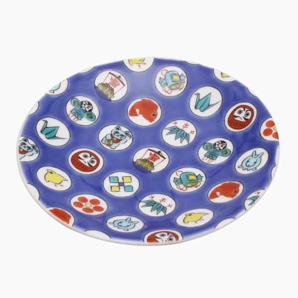 吉祥 KISSYO 日本製 九谷焼 久谷五彩 陶磁器 お皿 小皿 縁起小皿 丸紋宝紋 和食器 12c...