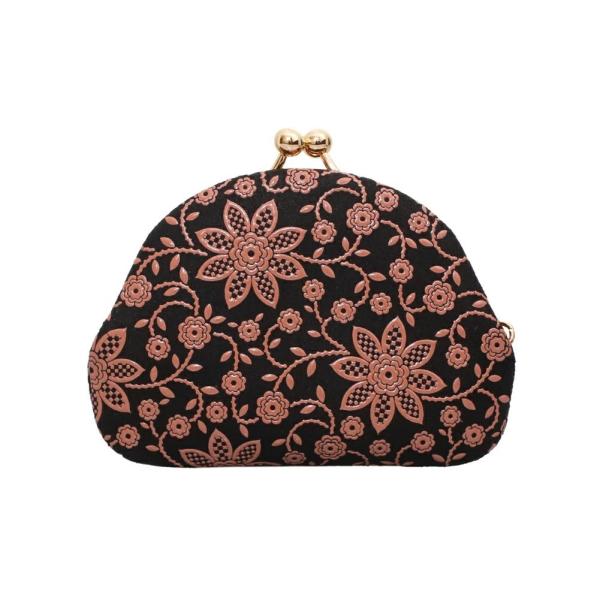 日本製 印伝 INDENYA 印傳屋 小銭入コインケース 財布 ウォレット がま口 ブラック サーモ...