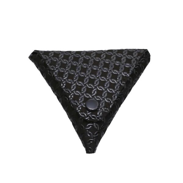 日本製 印伝 INDENYA 印傳屋 小銭入コインケース 財布 ウォレット 輪繋ぎ模様 ブラック 三...