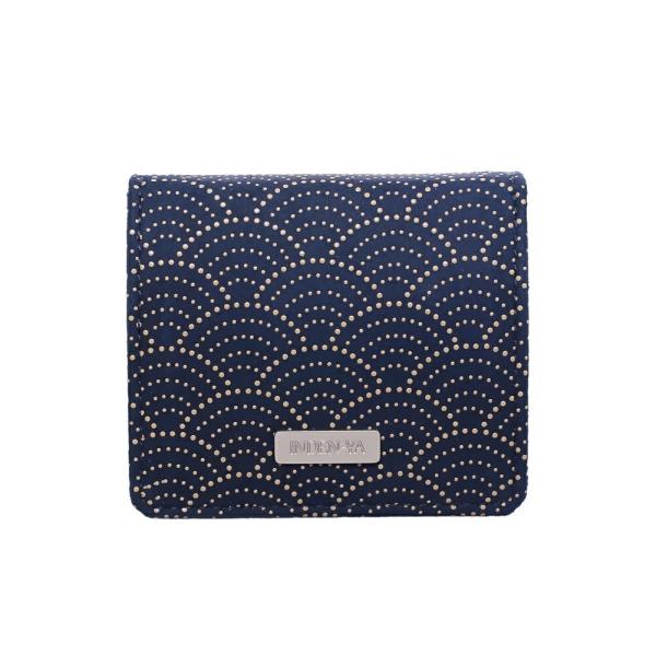 日本製 印伝 INDENYA 印傳屋 小銭入コインケース 財布 ウォレット 青海波 ネイビー ボック...