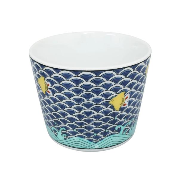 日本製 九谷焼 北陸伝統工芸 縁起物 引出物 久谷五彩 磁気 陶磁器 コップ 縁起カップ 千鳥 華や...