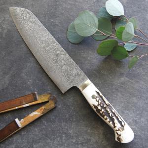 裕翠工房 / 粉末ハイスR2 ダマスカス 包丁 三徳 177mm ターコイズ