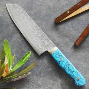 裕翠工房 / 粉末ハイスR2 ダマスカス 包丁 牛刀 250mm ターコイズ