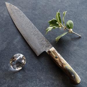 裕翠工房 / 粉末ハイスR2 ダマスカス 包丁 三徳 177mm ターコイズ