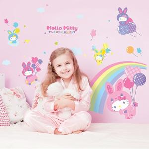 ウォールステッカー 壁 ハローキティキャラクター キティちゃんとカラフル風船 貼ってはがせる のりつき 壁紙シール ウォールシール ウォールステッカー本舗 宅C