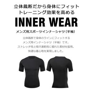 スポーツインナー メンズ 半袖 トップス アン...の詳細画像1