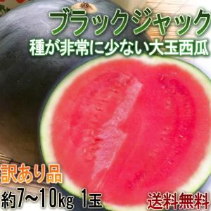 ブラックジャック 種無し西瓜 1玉 約7〜10kg 訳あり品 千葉県産 大玉限定 地域ブランドの富里スイカ中心！割れて届いた時の返品交換対応有り