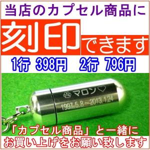 ペット仏具　オプション販売　遺骨カプセル刻印入れ（1点＝1行398円　2点＝2行796円）｜wan-nyan-memory