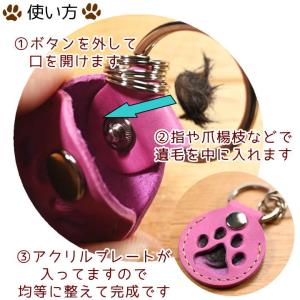 ペット 遺毛 入れ 本革 肉球 キーホルダー ...の詳細画像3