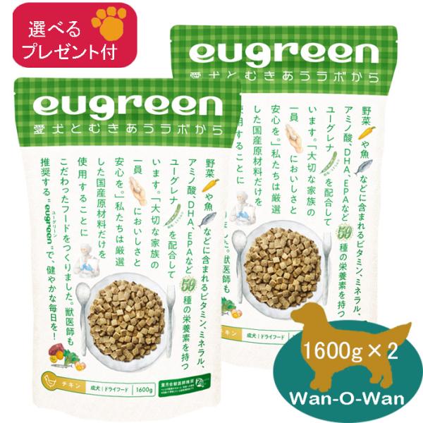 eugreen (ユーグリーン) 成犬 チキン　1600g×2 (選べるプレゼント付) 