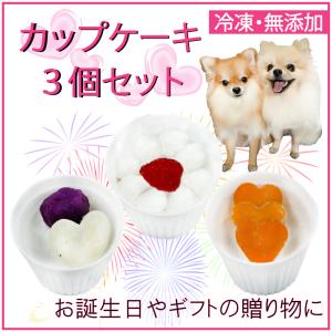 犬用のお誕生日や記念日にプチカップケーキ3個セット バースデーでSNS映え 人気 お祝い セレブ 無添加のペット用品で健康な食事を