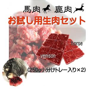 犬猫用 生馬肉ミンチと生鹿肉ミンチセット/トッピング・手作りごはんに/各250gのお試し用/簡単パキッと