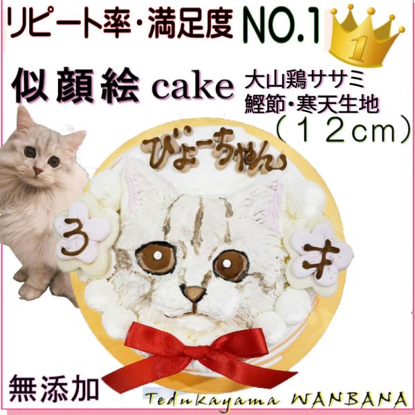 猫用の 似顔絵 ケーキ 一頭 描き ササミと鰹節生地 4号12cm サイズ 誕生日 オリジナル 人気...