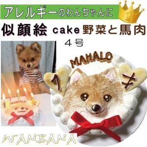 犬用 似顔絵 ケーキ 立体に 1頭描きで野菜と馬肉生地4号12cmサイズ