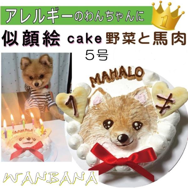 犬用の似顔絵ケーキが立体に 1頭描きで野菜と馬肉生地5号15cmサイズ お誕生日にでSNS映え イベ...