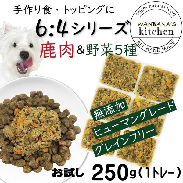 犬用厳選！包丁いらず 簡単レンチンok ろくよん鹿肉6:野菜5種4の黄金比250g(42g ×6個)...