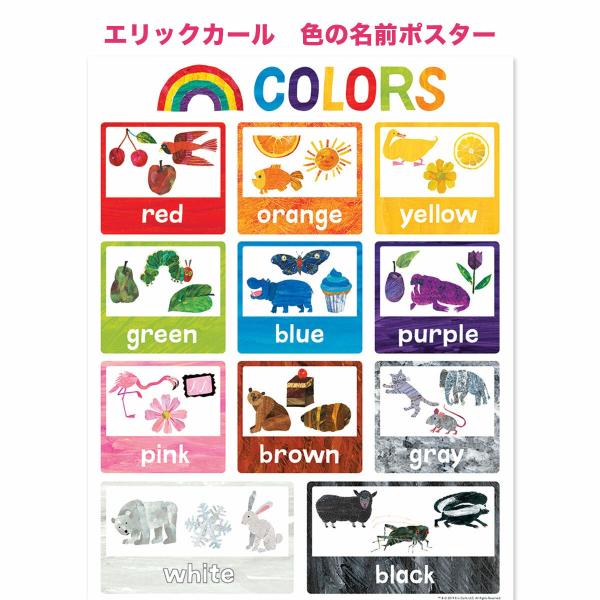 英語 教材 エリックカール　色の名前ポスター はらぺこあおむし 幼児 英語教室