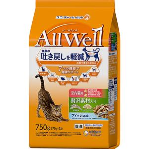 All Well 室内猫用 贅沢素材仕立て フィッシュ味 天然小魚とささみフリーズドライ入り 750g｜wannyan-ya