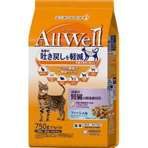 All Well 成猫の腎臓の健康維持用 フィッシュ味 挽き小魚とささみフリーズドライパウダー入り 750g｜wannyan-ya