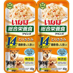 いなば ツインズ 14歳からのとりささみ 鶏軟骨＆人参入り 80g（40g×2）×12コ｜wannyan-ya