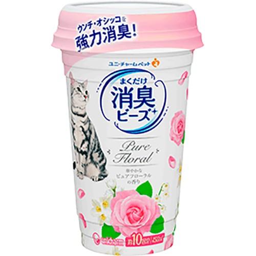 猫トイレまくだけ香り広がる消臭ビーズ 華やかなピュアフローラルの香り 450ml