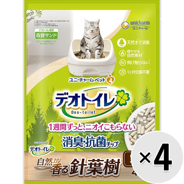 【ケース販売】デオトイレ 消臭・抗菌チップ 自然が香る針葉樹 木タイプ 4L×4袋