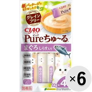 【セット販売】 チャオ Pureちゅ〜る まぐろ しらす入り （14g×4本）×6コ ［ちゅーる］