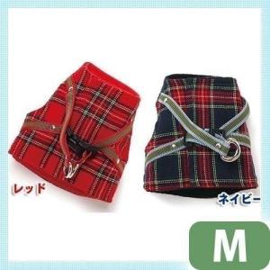 犬と生活 ハンドルベストタータンCHMレッド ネイビーT