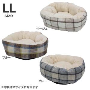 ペットベッド LCB302 ラウンドカドラーチェック LL  ハヤブサ (TC)(B)犬用ベッド ペット ベッド かわいい おしゃれ チェック｜wannyan