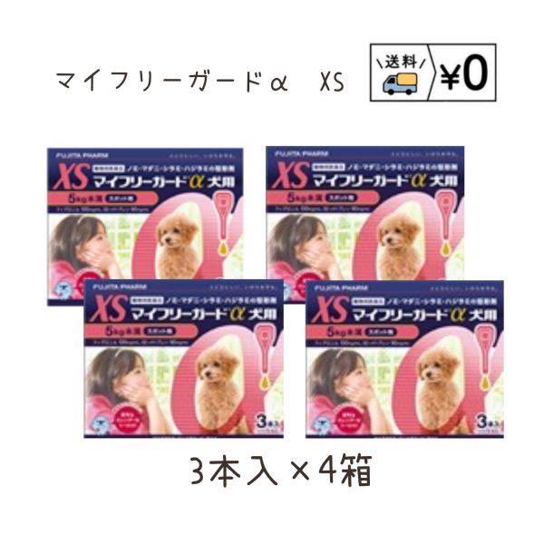 送料無料　マイフリーガードα犬用　XS 3本入×4箱　ゆうパケット発送　動物用医薬品