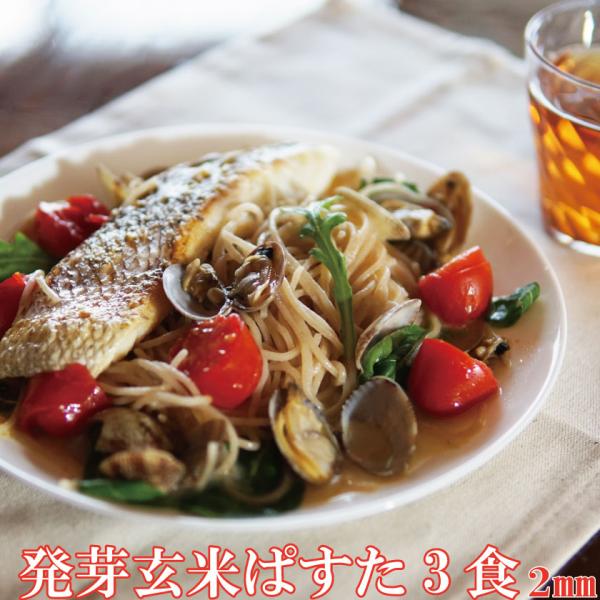 プレゼント グルテンフリー オーガニック 発芽玄米ぱすた 2mm(3食)パスタ 米粉麺 滋賀 大津茗...