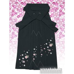 刺繍入無地袴☆Sサイズ☆ダークグリーン系/桜柄 D : 和の志 ヤフー店 