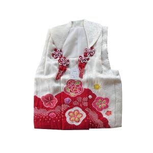 七五三 着物 3歳 被布 フルセット 購入 正絹 白 ピンク 手描き友禅