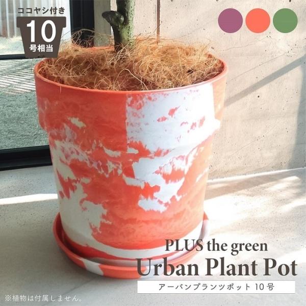 鉢 大型 プランター PLUS the green アーバンプランツポット 10号 受皿付 ココヤシ...