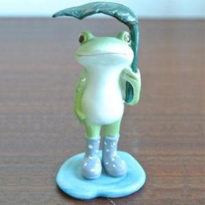 葉傘を差した長靴 カエル カエル 置物 コポーやカエル グッズ 雑貨 バリ雑貨