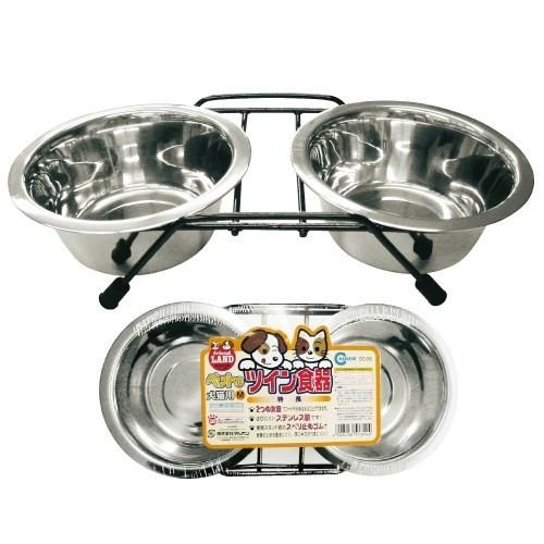 クーポン有) マルカン 犬用ステンレス ツイン食器犬猫用Ｍ 4906456513544 AS80